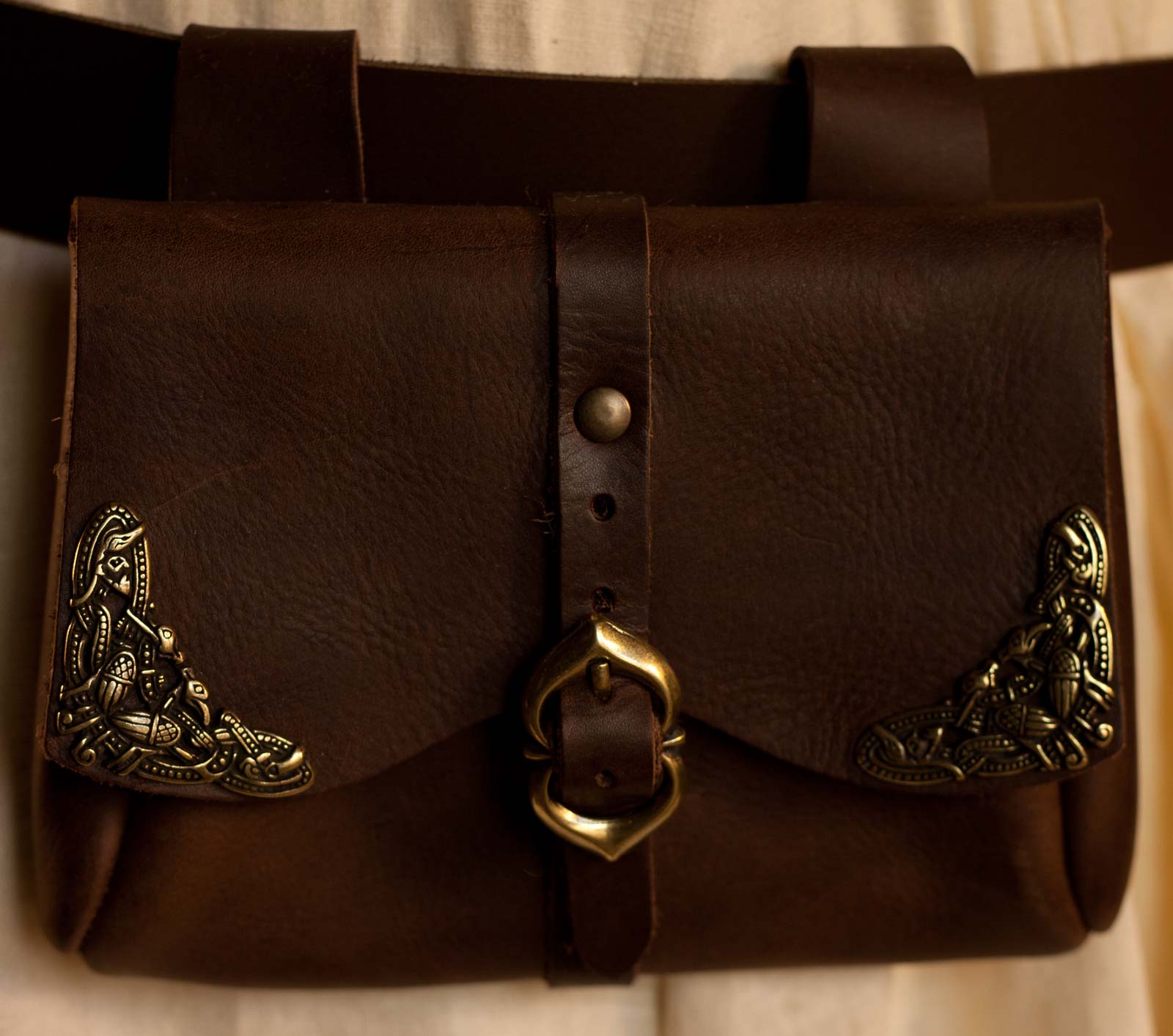 Braune mittelalterliche Ledertasche Wikinger