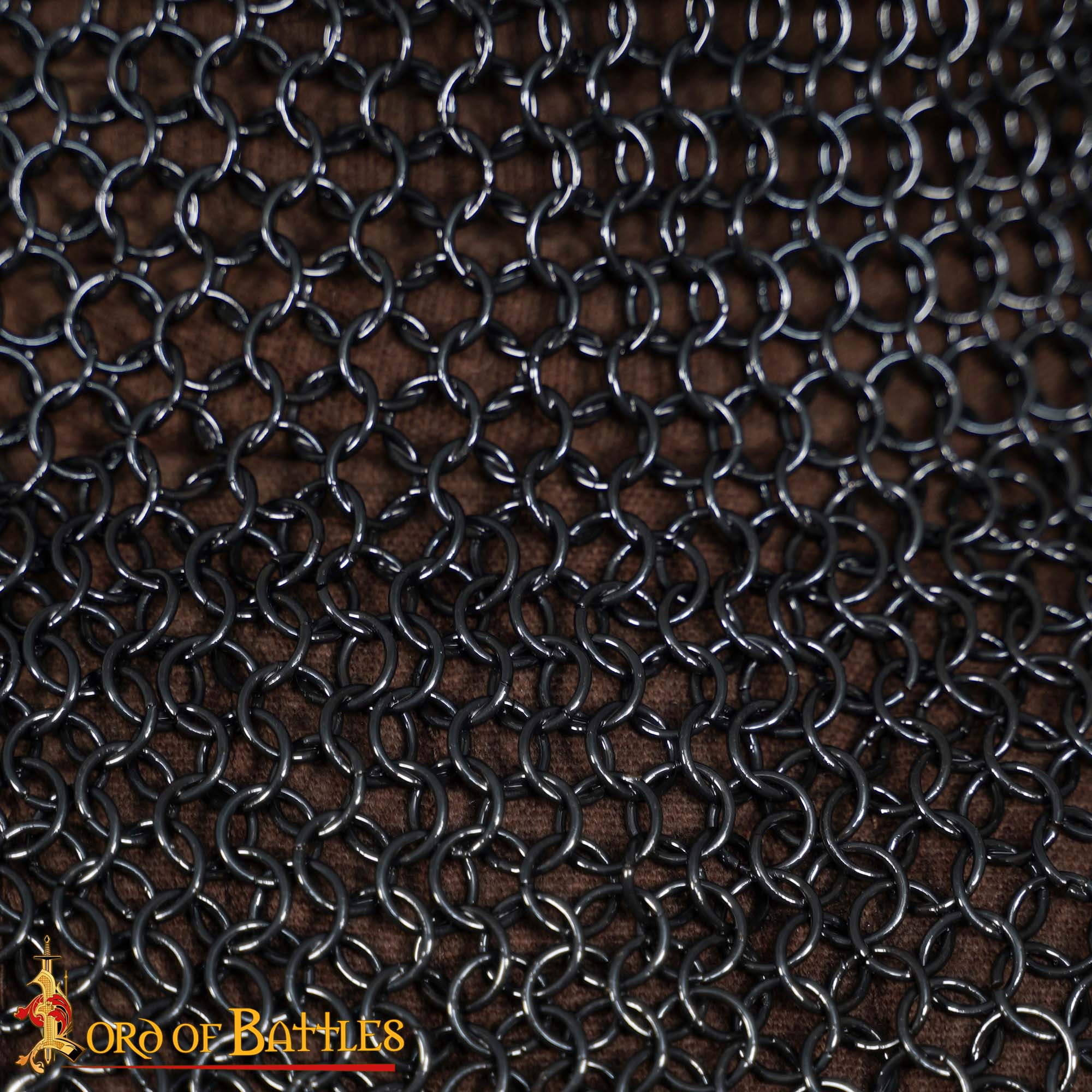 Kettenhaube, ID10, gebogene Ringe, brüniert