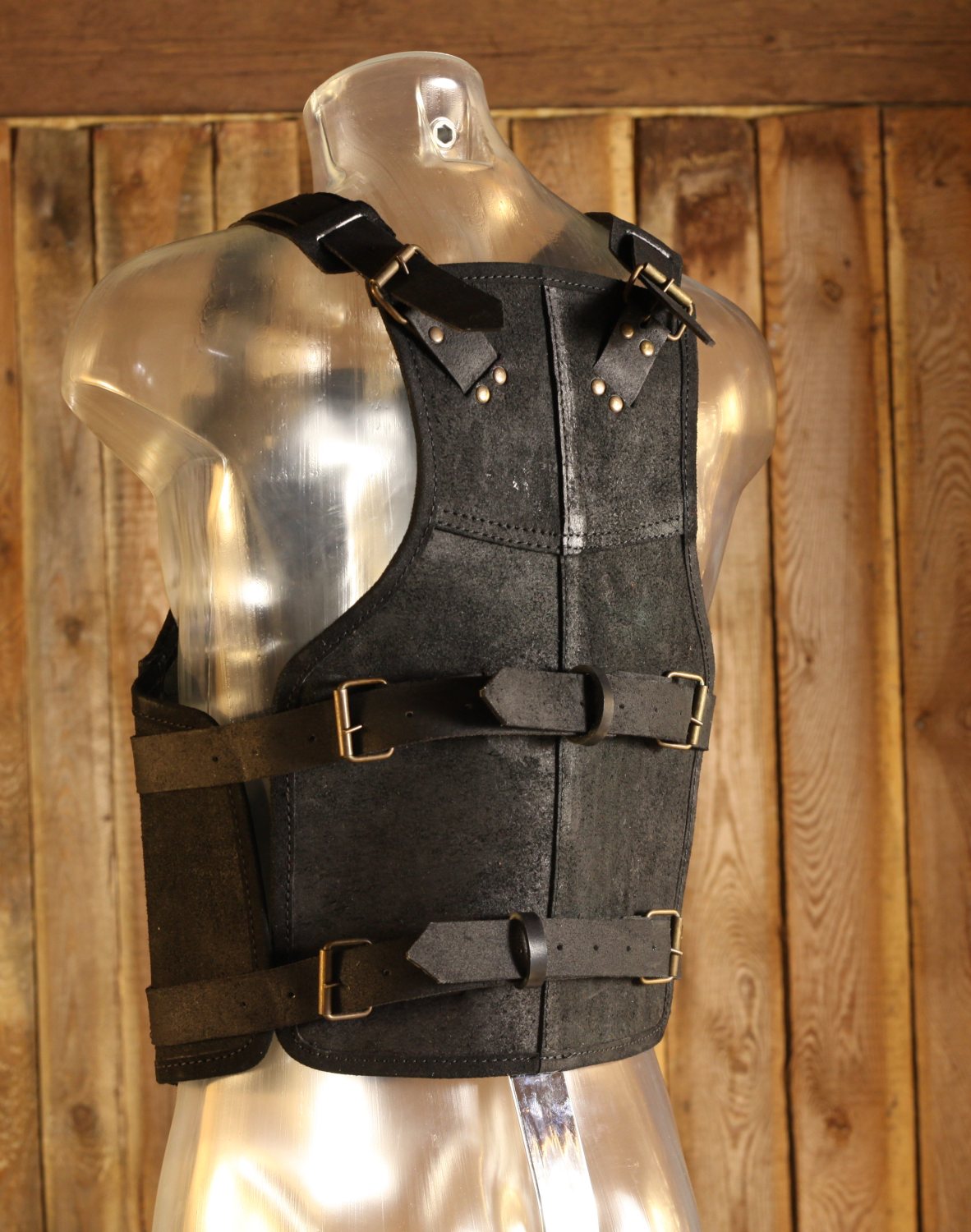 Schwarze Wikingerrüstung aus Leder