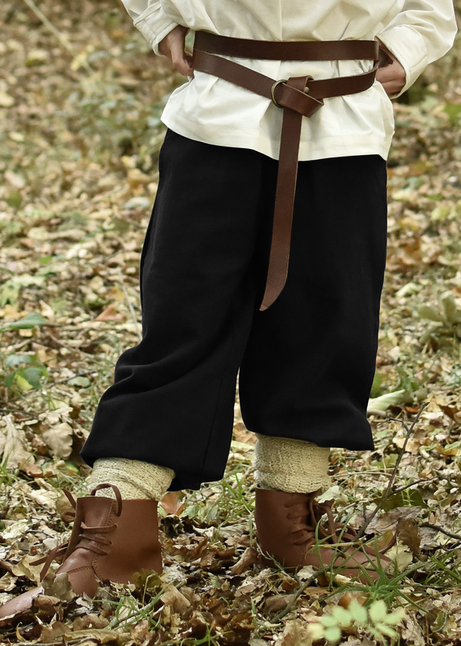 Weite Mittelalterliche Kinderhose Thore, schwarz