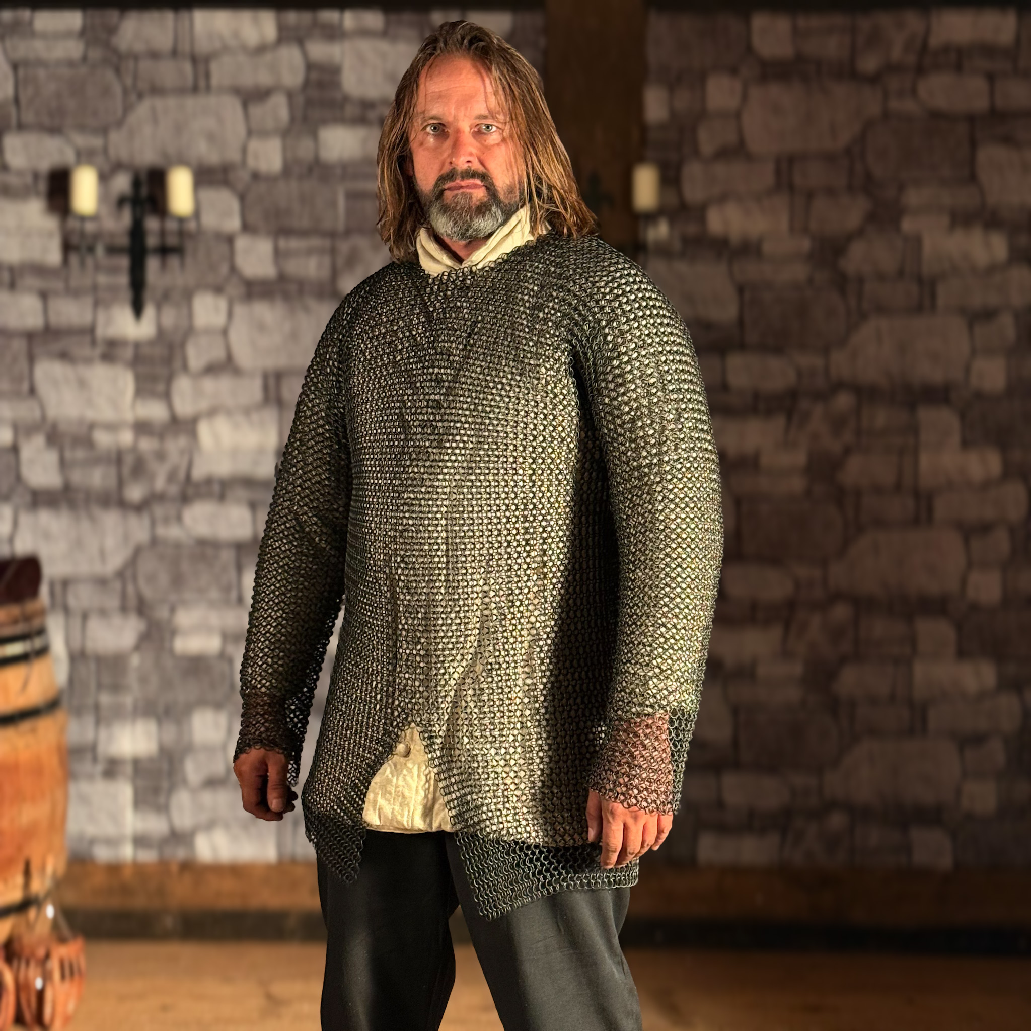 Rundring Kettenhemd, Hauberk, ID 10 mm, brüniert