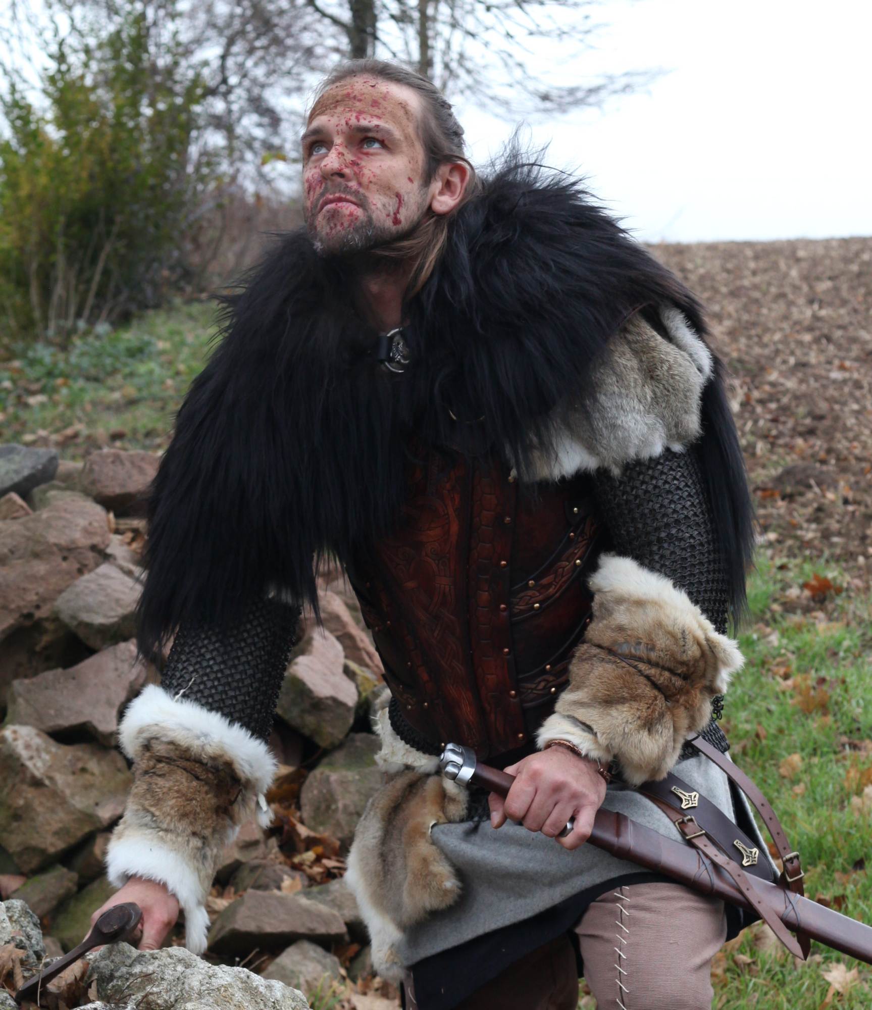 LARP Fellüberwurf schwarz/braun