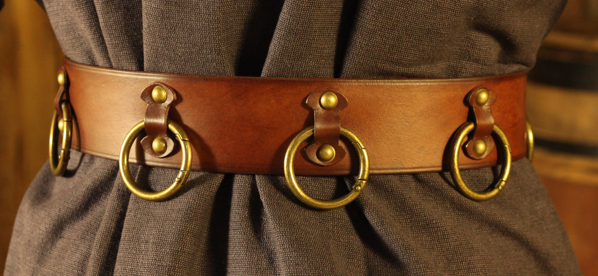 Ledergürtel 6cm Breite mit Ringen