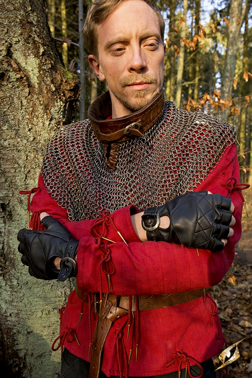 Fingerlose Handschuhe aus Leder schwarz