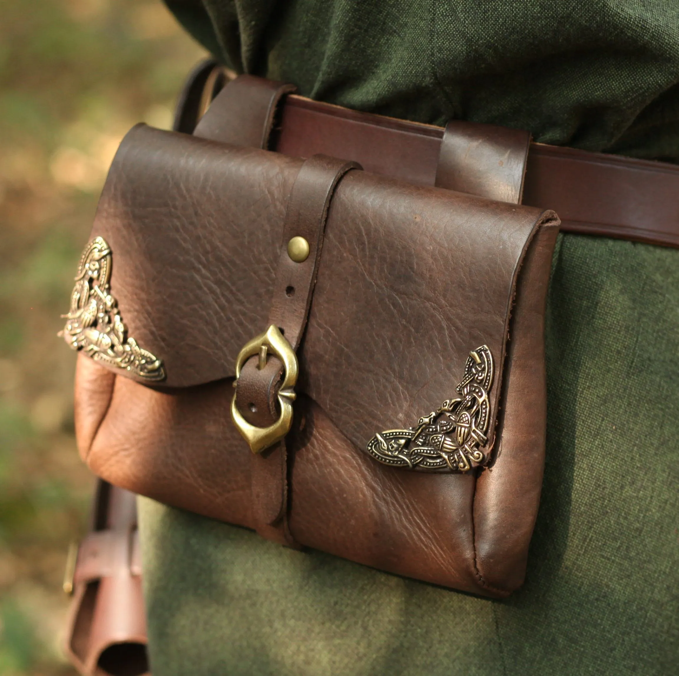 Braune mittelalterliche Ledertasche Wikinger