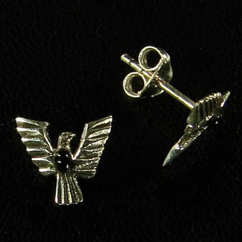 Silber Ohrstecker Adler mit schwarzem Stein