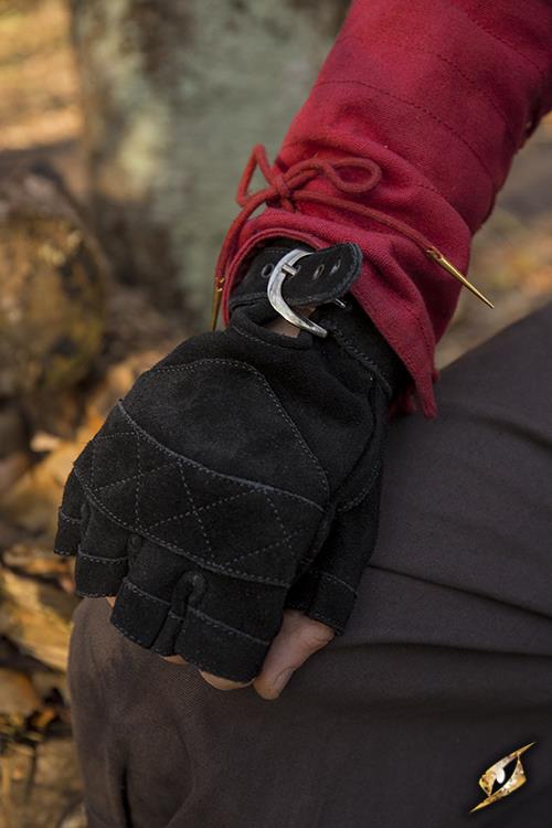 Fingerlose Handschuhe aus Rauhleder schwarz