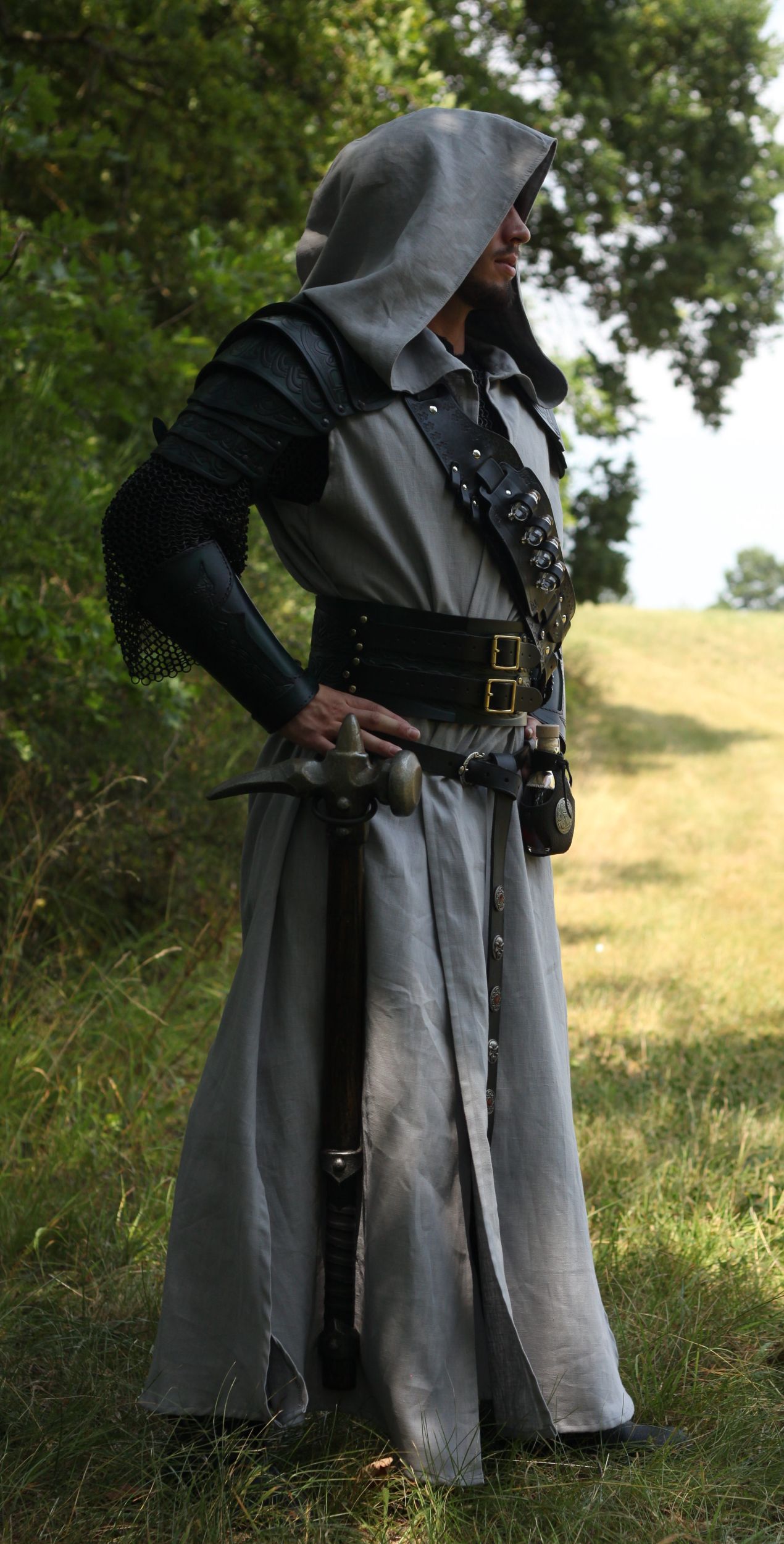 Breiter LARP Ledergürtel, grün