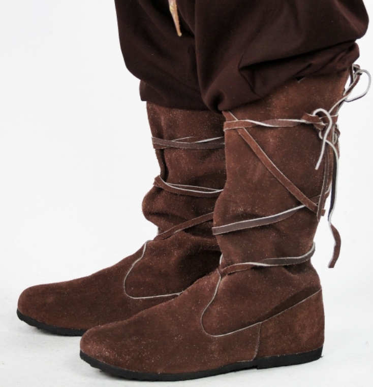 Mittelalterstiefel aus Wildleder Braun