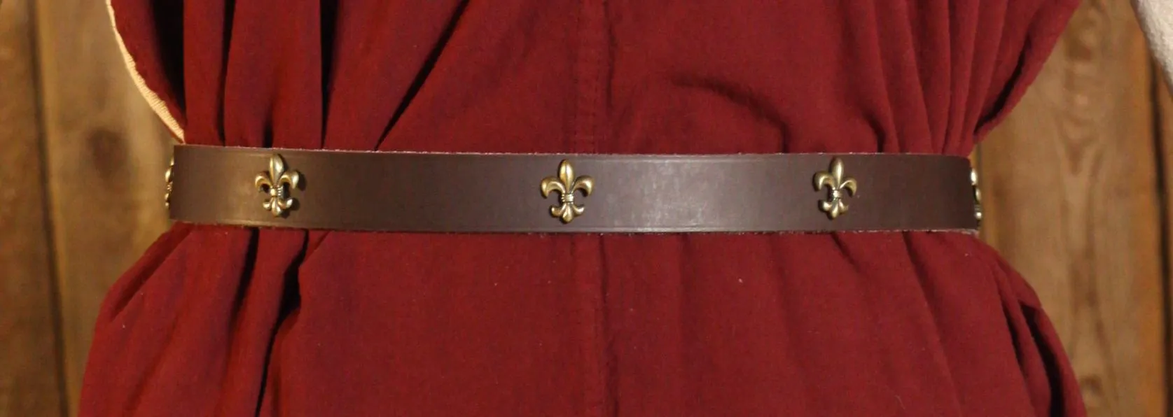 Edler Langgürtel Fleur de Lys, braun, 3cm
