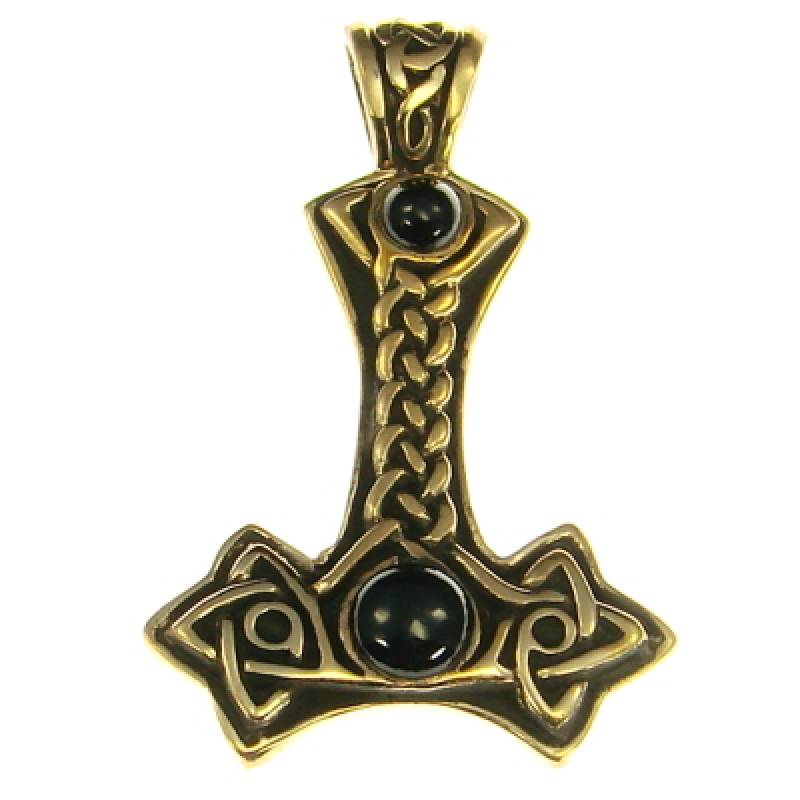 Bronzeanhänger Thorshammer mit Onyx