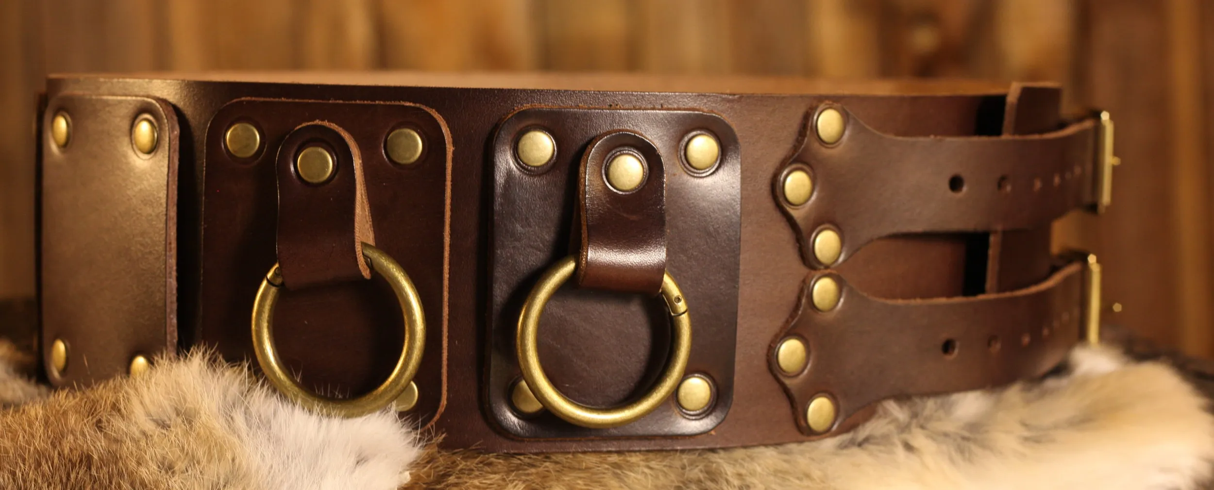 Breitgürtel aus Leder, 10cm, mit Ringen